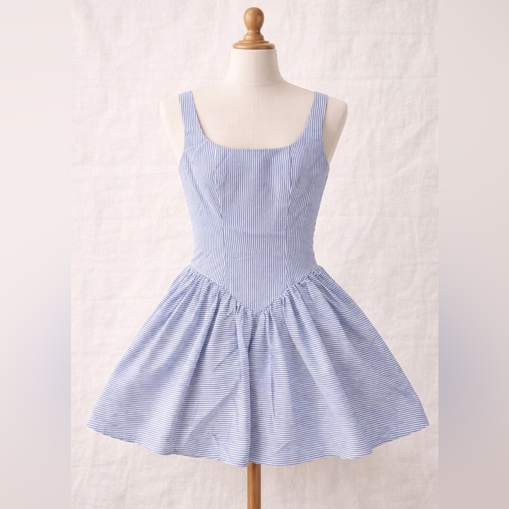 HALARA Blue and White Striped Fit & Flare mini Dress — size S - NWT